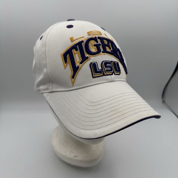 LSU Tigers White Adjustable Hat Top of the World Embroidered Cap Adult - Picture 2 of 11